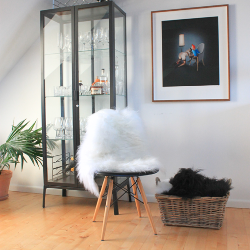 Islandsk Lammeskind i bedste kvalitet Kroellet haar Natur hvid 90 110 cm