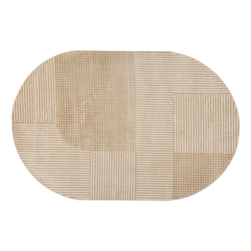 Beige gulvtaeppe ovalt med relief 160x235 cm 1